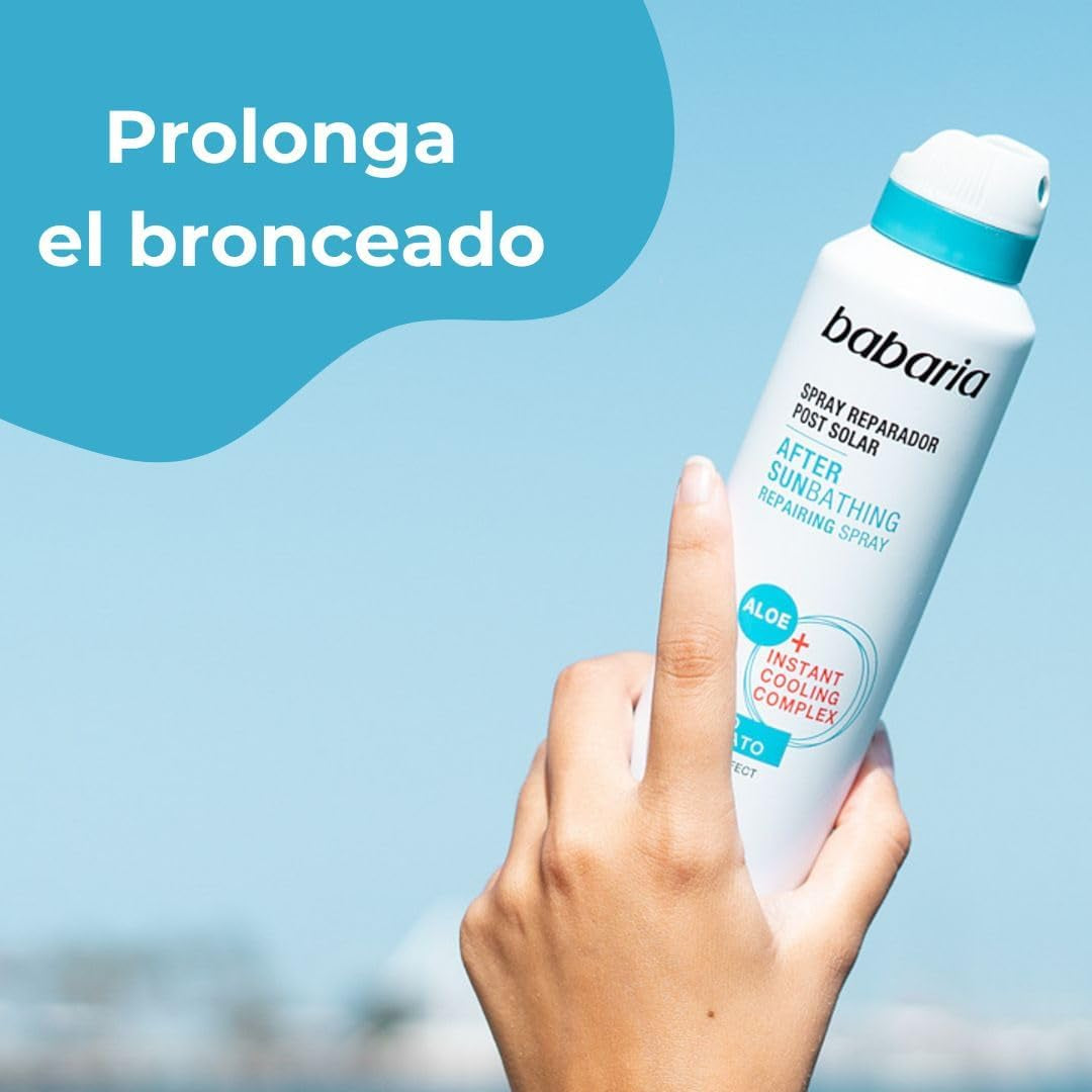 BABARIA - Aftersun Spray 250 Ml | Crema after Sun Hidratante Y Refrescante Con Aloe | Fórmula Vegana | Rápida Absorción | Prolonga El Bronceado