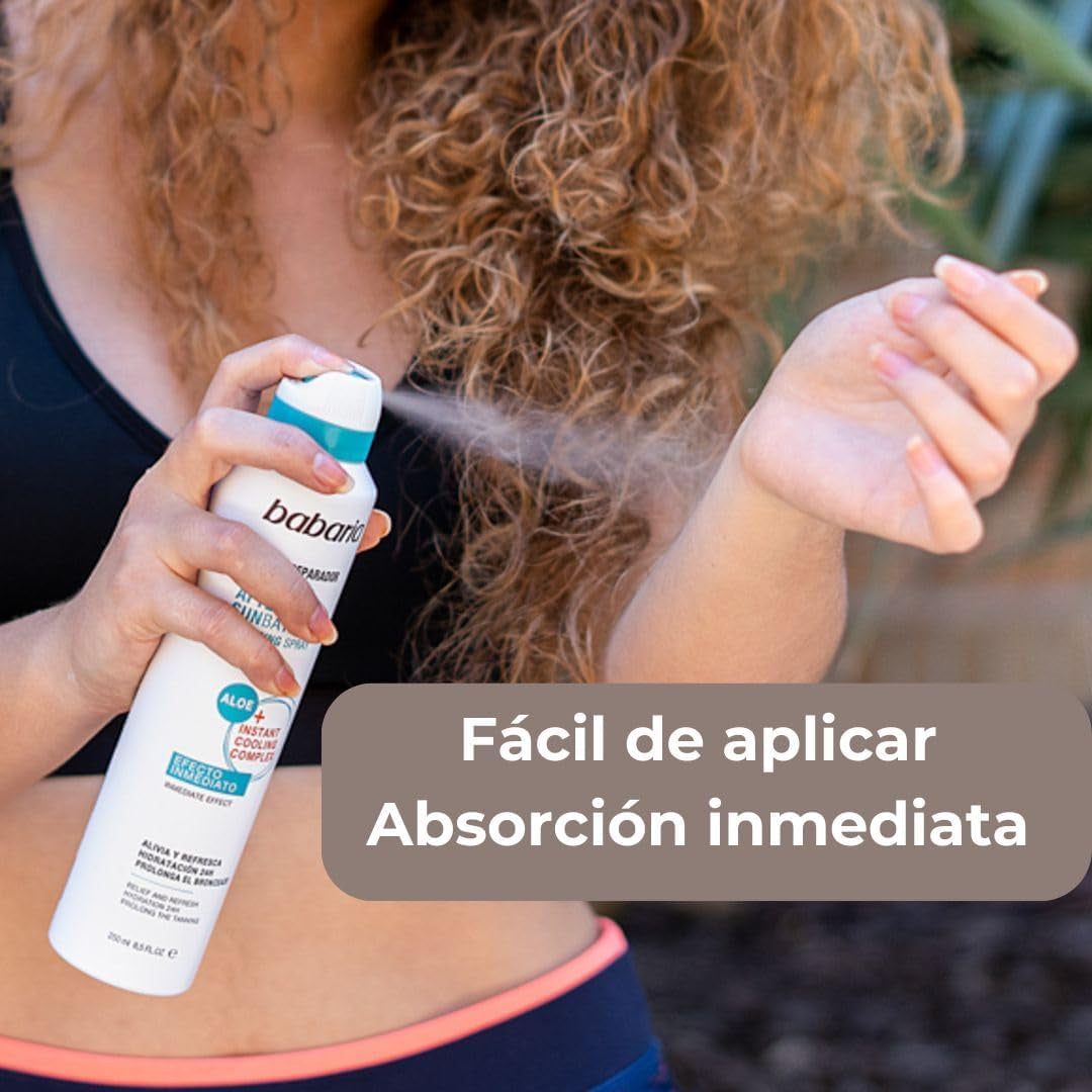BABARIA - Aftersun Spray 250 Ml | Crema after Sun Hidratante Y Refrescante Con Aloe | Fórmula Vegana | Rápida Absorción | Prolonga El Bronceado