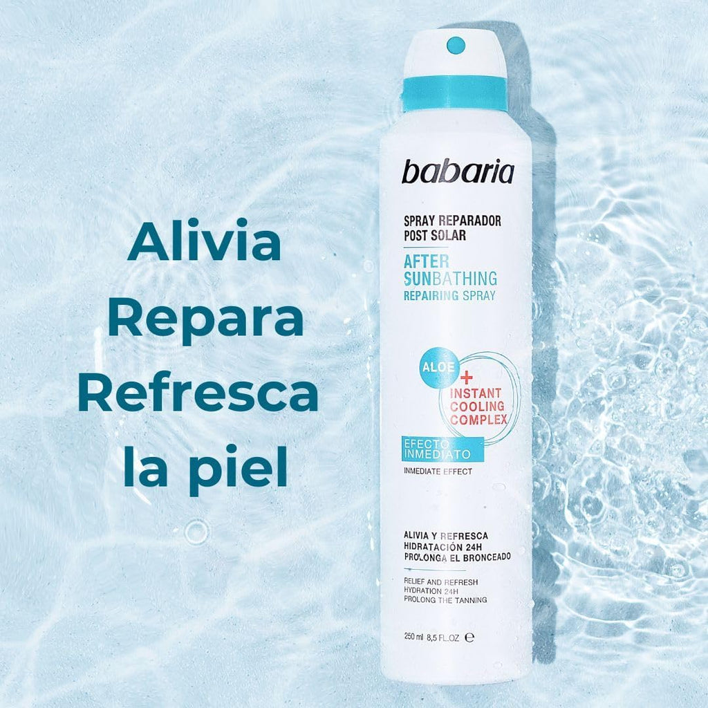 BABARIA - Aftersun Spray 250 Ml | Crema after Sun Hidratante Y Refrescante Con Aloe | Fórmula Vegana | Rápida Absorción | Prolonga El Bronceado